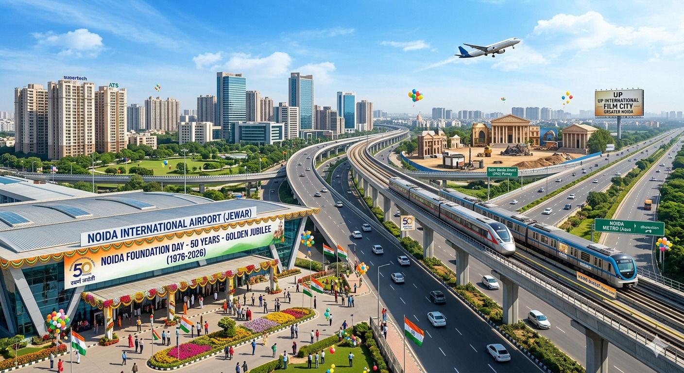 स्वर्ण जयंती पर नोएडा की नई उड़ान: 50 साल के सफर के बाद अब ग्लोबल हब बनने को तैयार 'नया उत्तर प्रदेश'