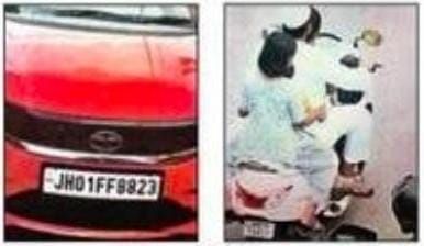 कार के नंबर से चल रही स्कूटी, कटा हेलमेट का चालान